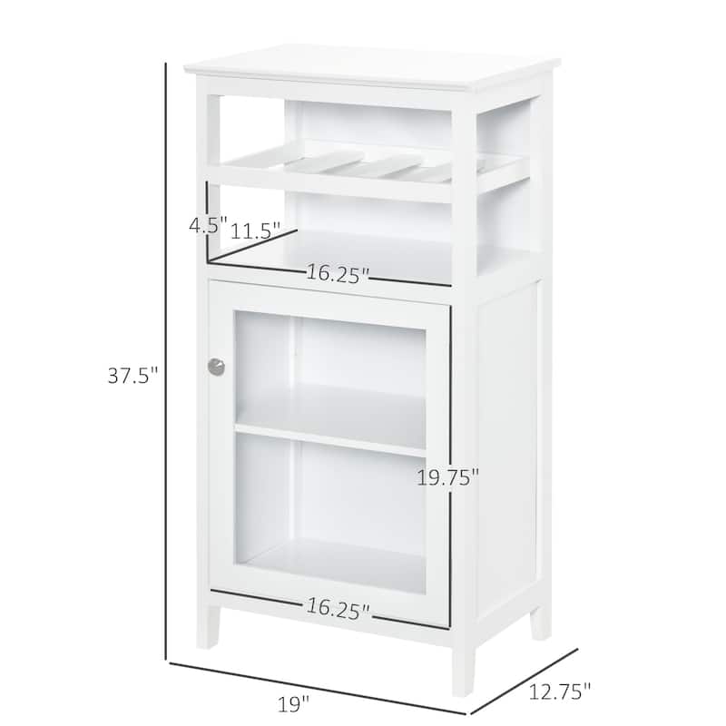 HOMCOM Wine Storage Cabinet with 4 Bottle Wine Rack, Open Shelf, Acrylic Door Cabinet with Adjustable Shelf