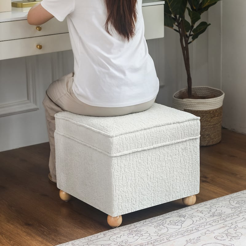 Adeco Square Storage Ottoman 17 inch Footstool