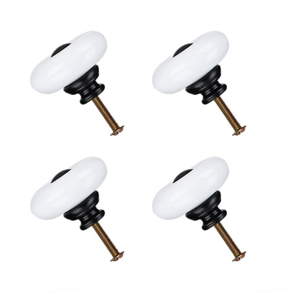 4pcs Ceramic Knobs Pull Handle Furniture Drawer Cabinet Cupboard Wardrobe Dresser Storage Boxes Accessories 32mm Dia White