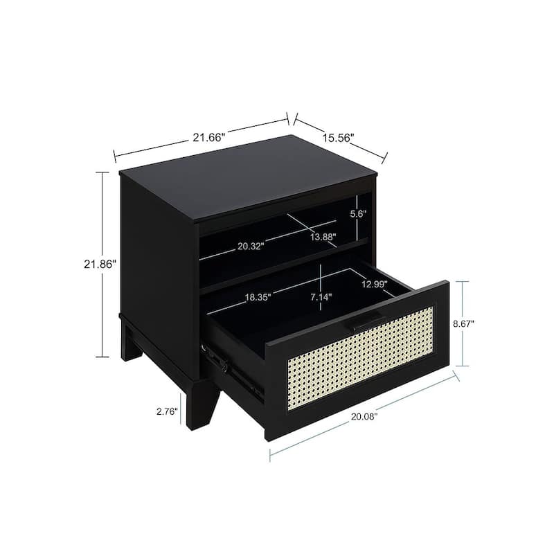 Manhattan Comfort Sheridan Modern Cane Nightstand Set of 2