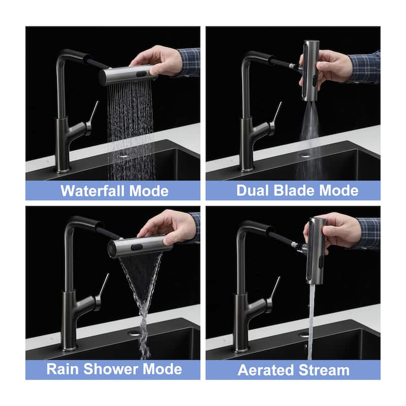 33" Drop-in Gunmetal Black Kitchen Sink Soap Dispenser 33x22x10 inch Single Bowl 16 Gauge Stainless Steel