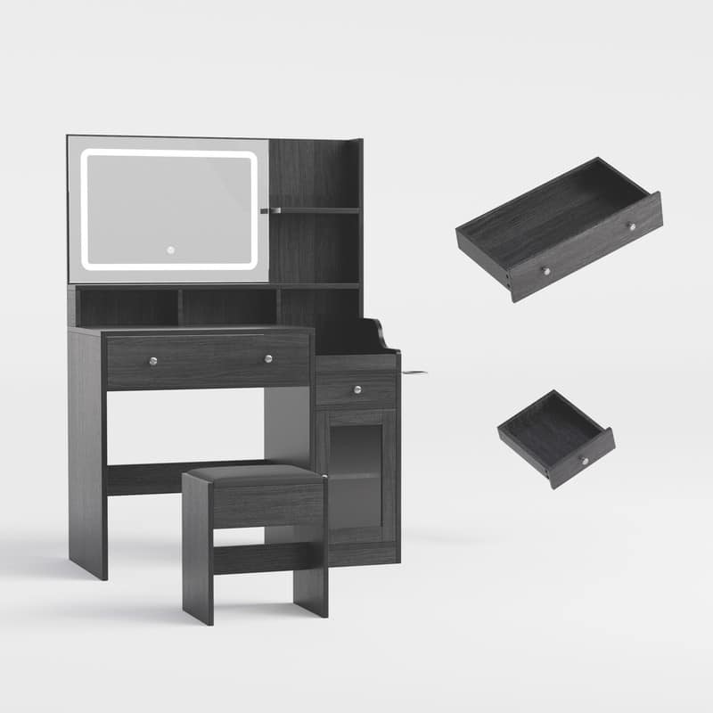 Modern Vanity Sets(1+1) with Smart LED Mirror,Large Storage,MDF Construction