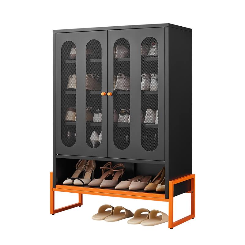 High Foot Double-Sided Mesh Door Shoe Cabinet With Movable Double-Layer Partitions And Hollow Base