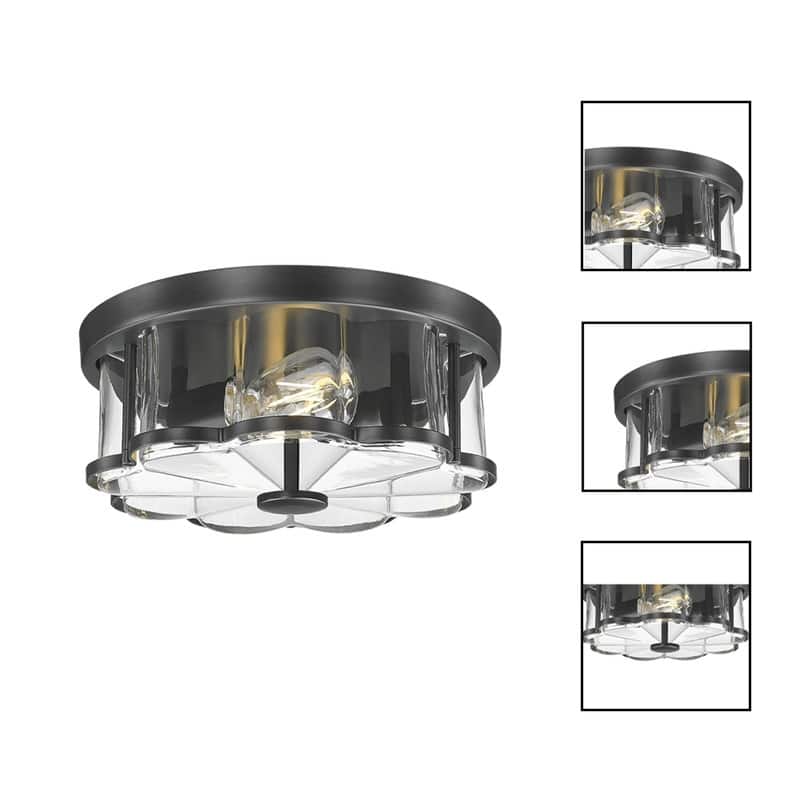 12” Light bulbs black, flower ceiling light glass, metal kitchen light