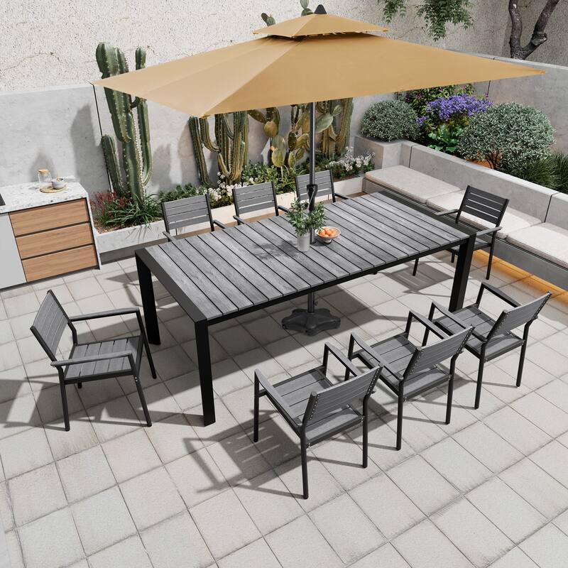 Pellebant Premium Outdoor Patio Aluminum Dining Table with Umbrella Hole