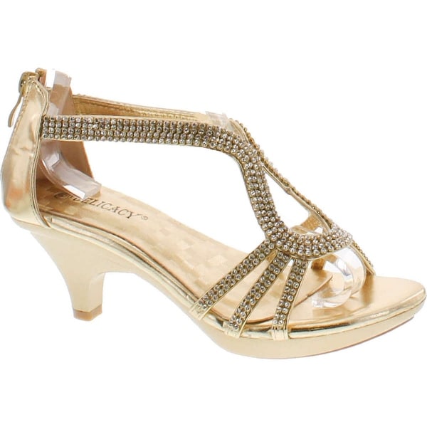 gold medium heel sandals