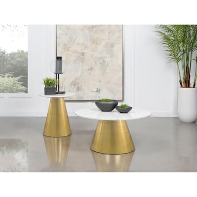 Avon Marble Top Coffee And End Table Set White
