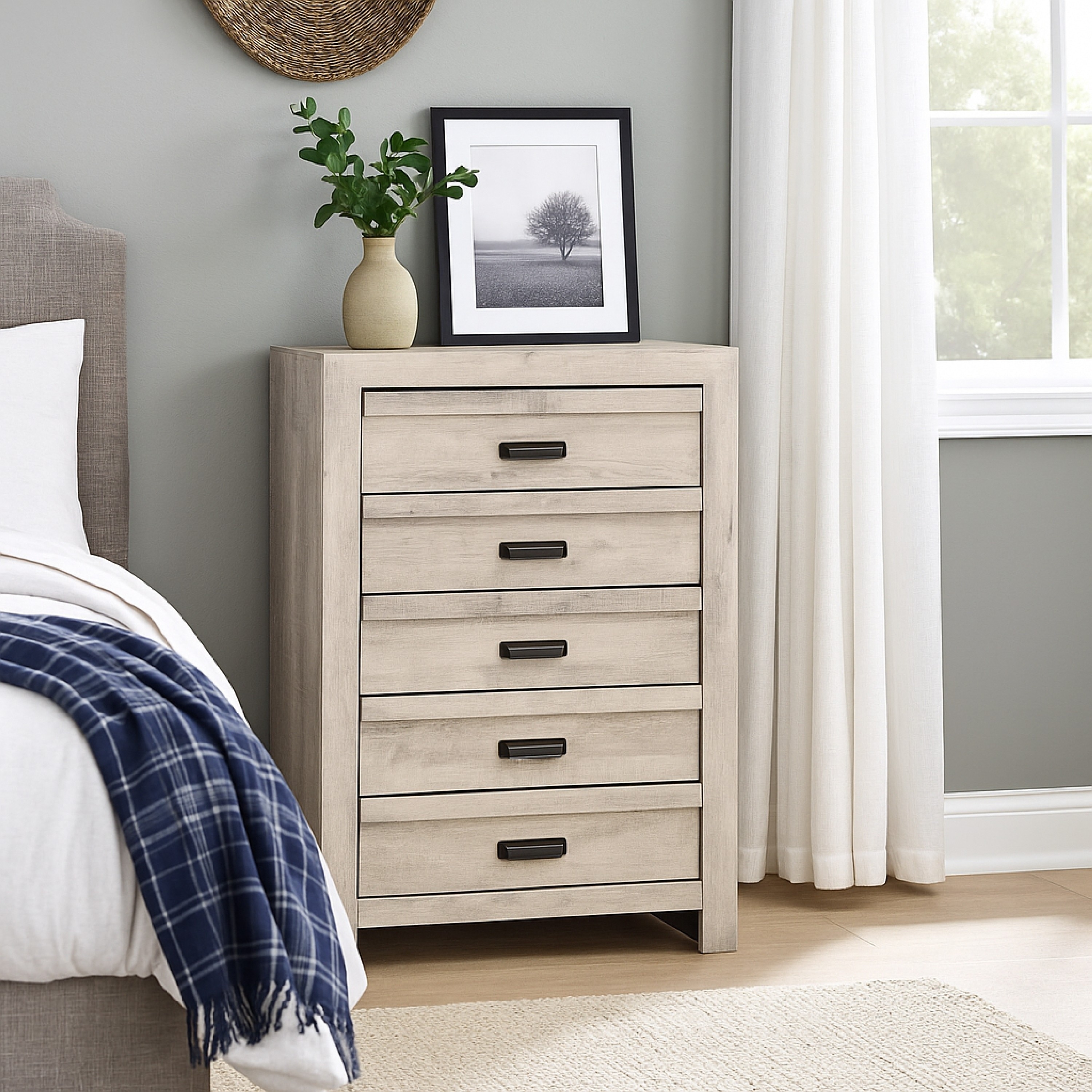 better homes and gardens modern farmhouse dresser & 56.85" Wide 6 Drawer Dresser, Rustic White Finish and photos of your family and friends Wodeer Grey Dresser for Bedroom,