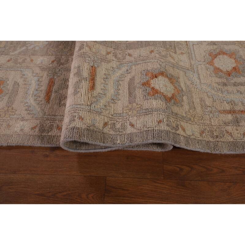 Transitional Oushak Area Rug Hand-Knotted Floral Wool Carpet - 8'9" x 11'7"