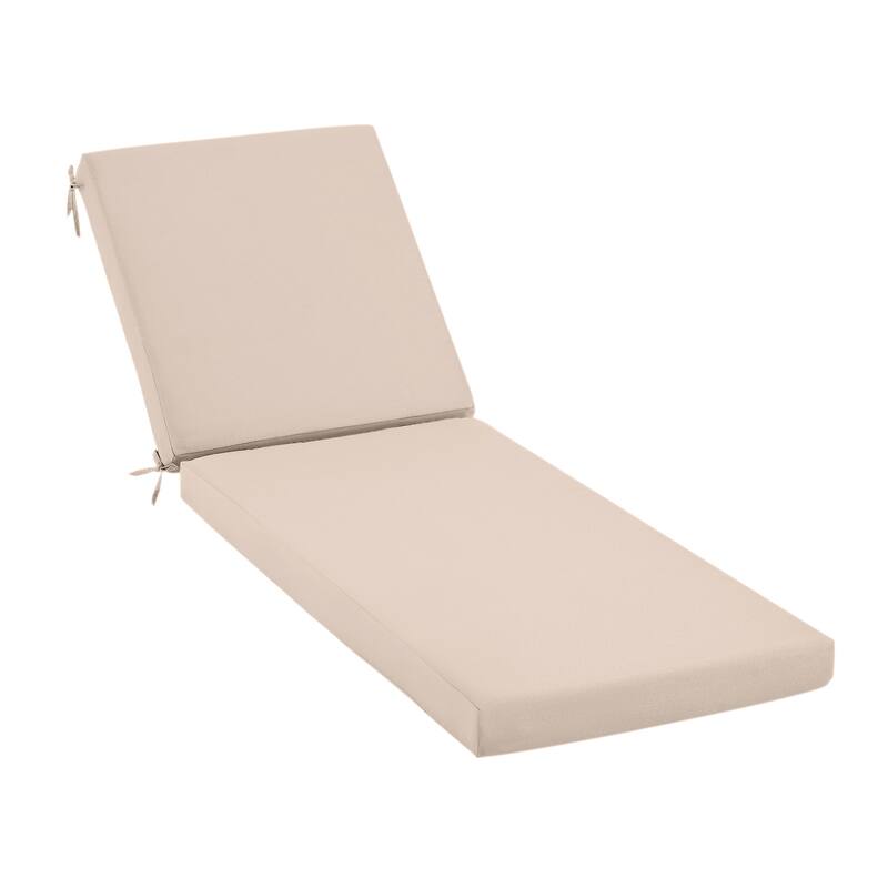 Outdoor Patio Lounge Chair Cushion - Waterproof, UV-Resistant, Striped Design with Removable Cover, Adjustable Straps