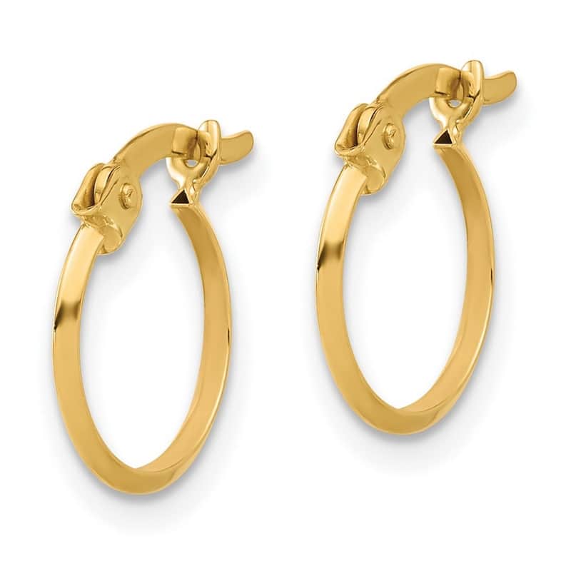 Curata 14k Yellow Gold Polished Knife Edge Hoop Earrings - 13.8x11.5mm