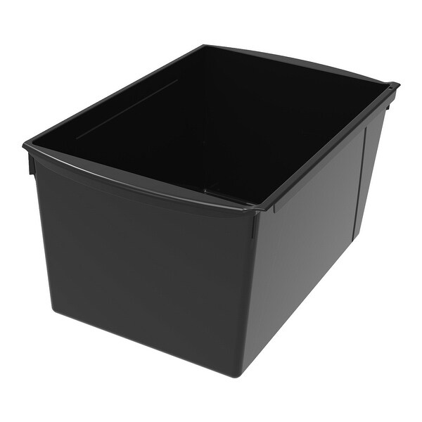 Storex Interlocking Book Bins, Double Wide, 14-1/2 x 9-1/5 x 7 Inches, Black