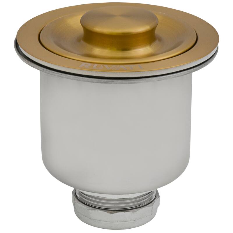 Ruvati Deep Basket Strainer Drain for Kitchen Sinks all Metal 3-1/2 inch - Brushed Gold Satin Brass - RVA1027GG