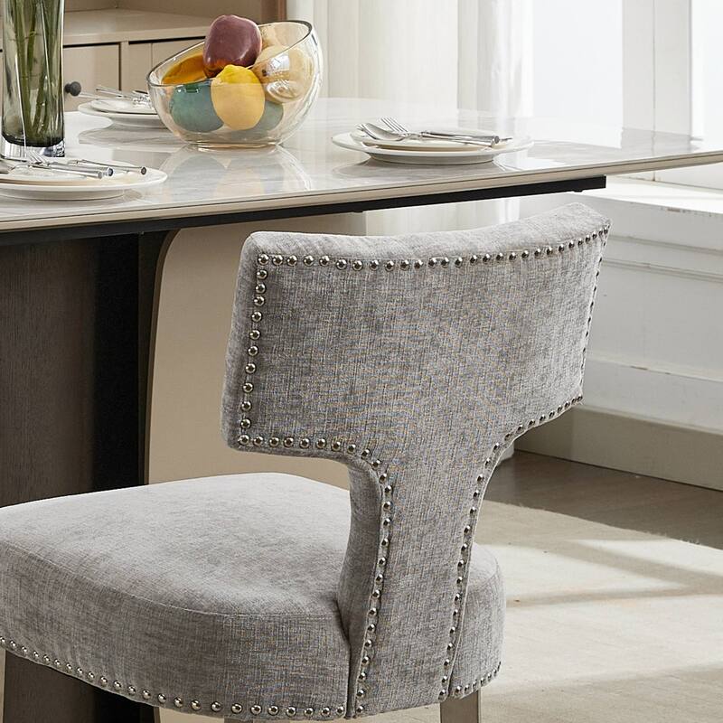 Mid Century Modern Chenille Dining Chairs Set of 2