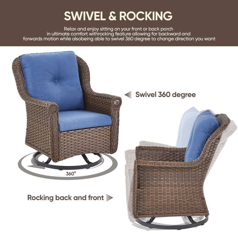 Gymojoy Outdoor Wicker Swivel Glider Chairs with Cushions