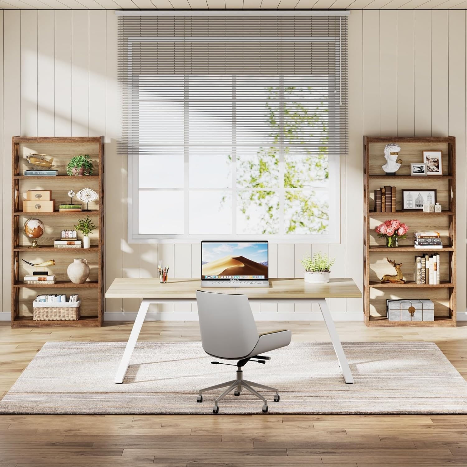 6-Tier Bookcase, 70-Inch Tall Freestanding Bookshelf with Hollow Patterns