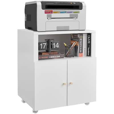 Modern Rolling File Cabinet with Printer Stand