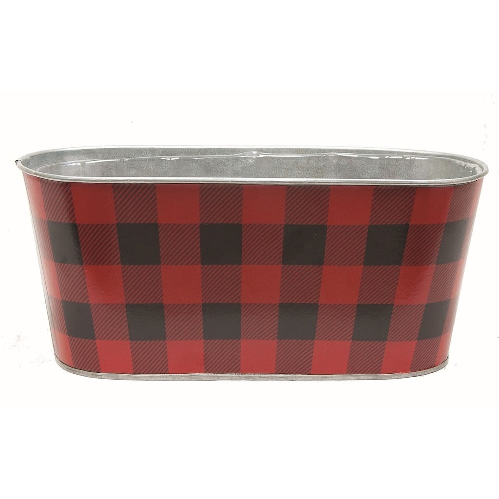 Red And Black Buffalo Check Metal Planter