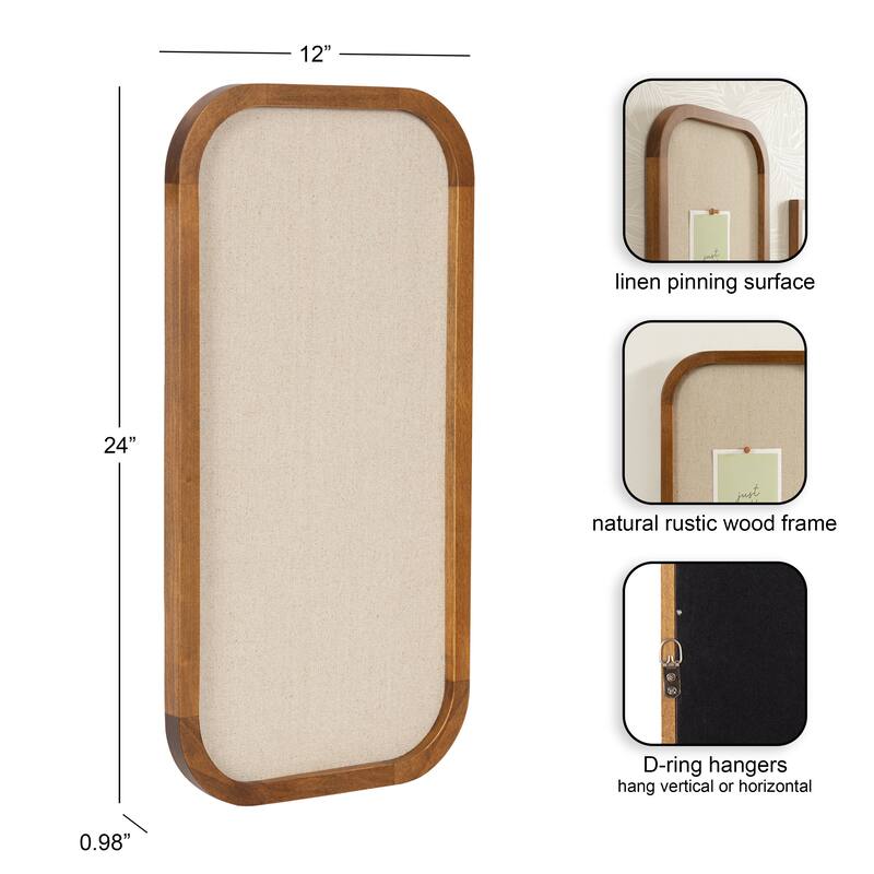 Kate and Laurel Hutton Wood Framed Fabric Pinboard