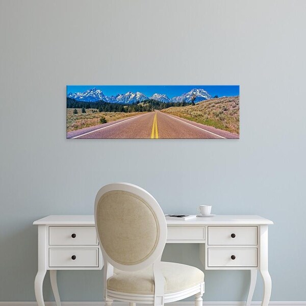 Easy Art Prints Panoramic Images's 'Road leading, Teton Range, Grand Teton National Park, Wyoming' Canvas Art
