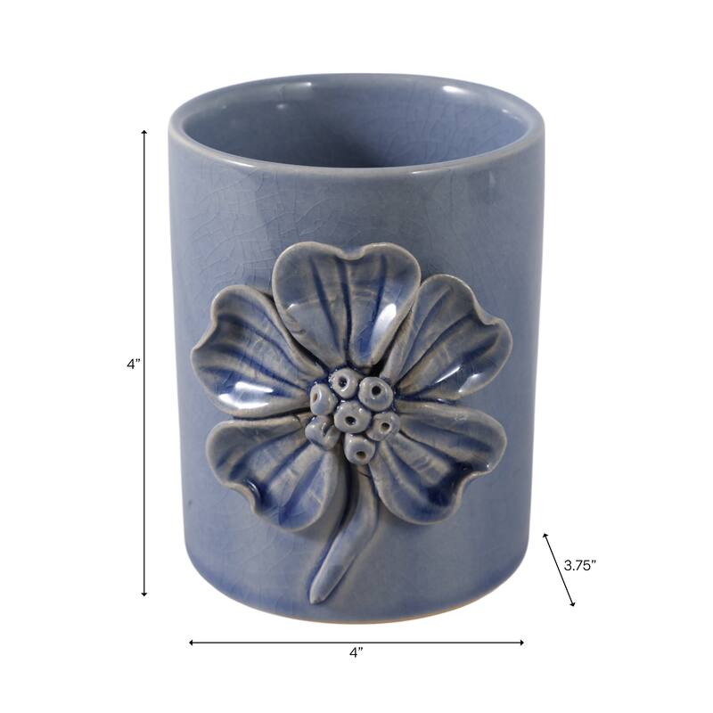 Ceramic Cute Pencil Cup Decorative Flower Office Desk Accessory