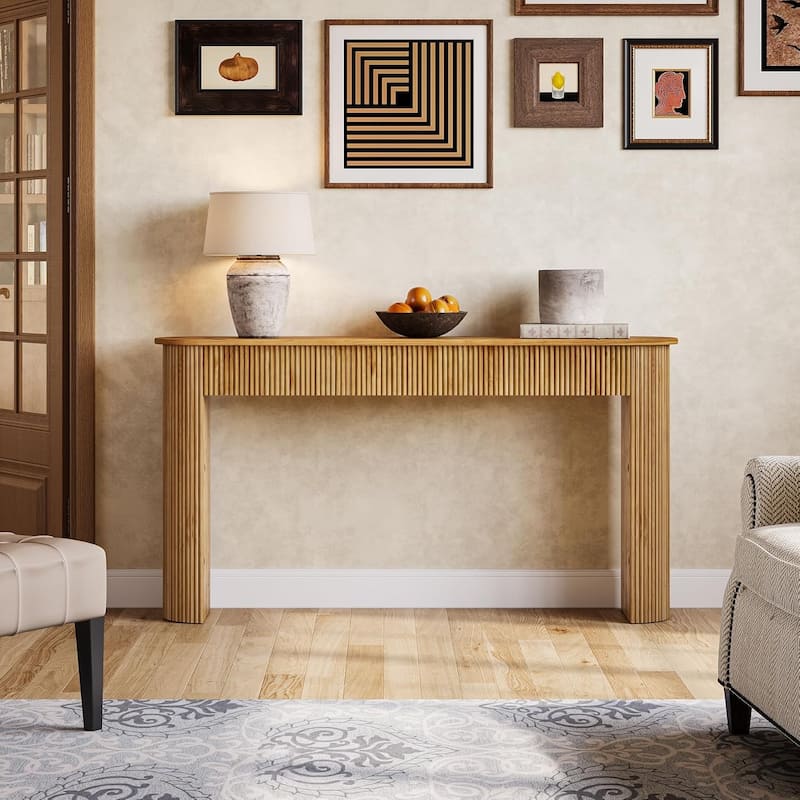 Solid Wood Console Table, 63" Long Retro Entryway Table