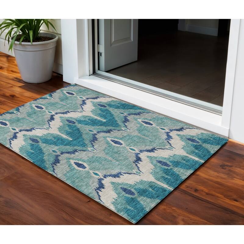 HomeRoots Ikat Transitional Rectangle Outdoor Rug - 3' x 5'