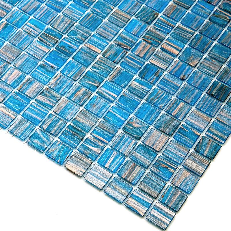 Apollo tile 12" x 12" Celestial Glossy Blue Gold Glass Tile (20 sq ft/case) - 20 Pack