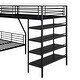 preview thumbnail 8 of 10, L-Shaped Metal Twin Over Full Bunk Bed with Twin Size Loft Bed and Four Built-in Shelves in Black