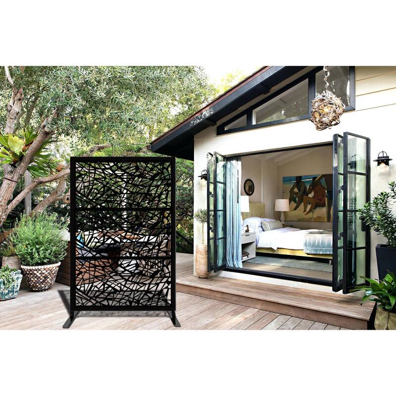 Free Standing Laser Cut Metal Screen Panel Privacy Stand (6ft x 4ft)