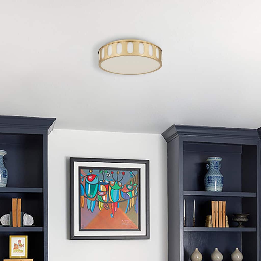 Bantom 15" Antique Brass LED Flush Mount Ceiling Light