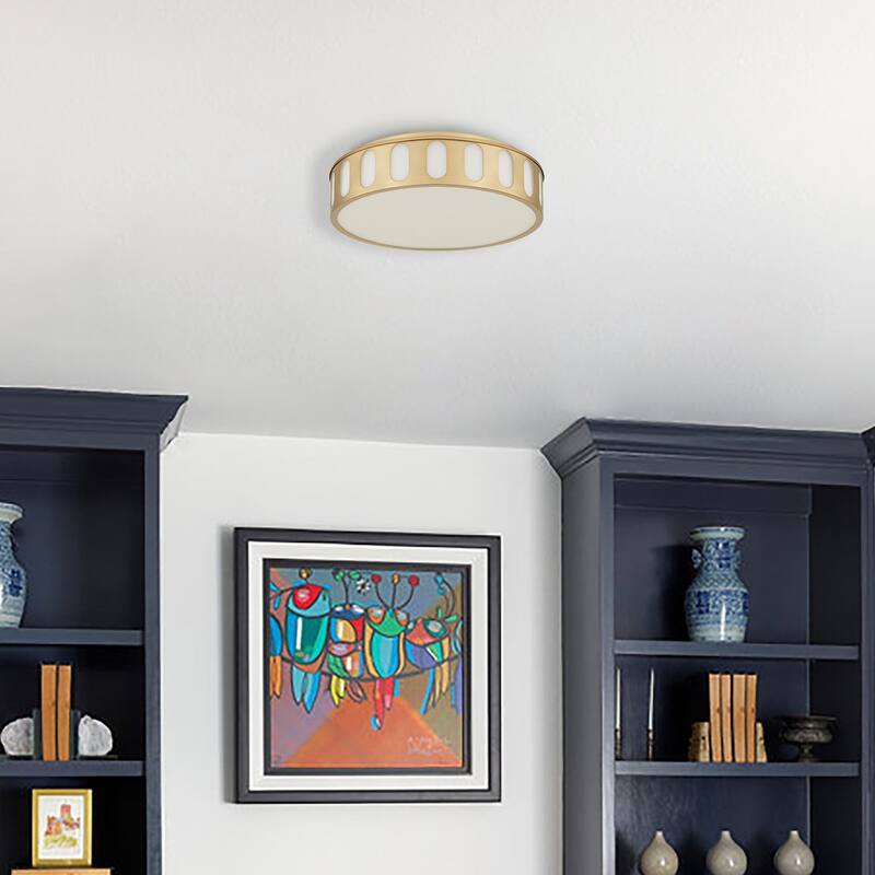 Bantom 15" Antique Brass LED Flush Mount Ceiling Light