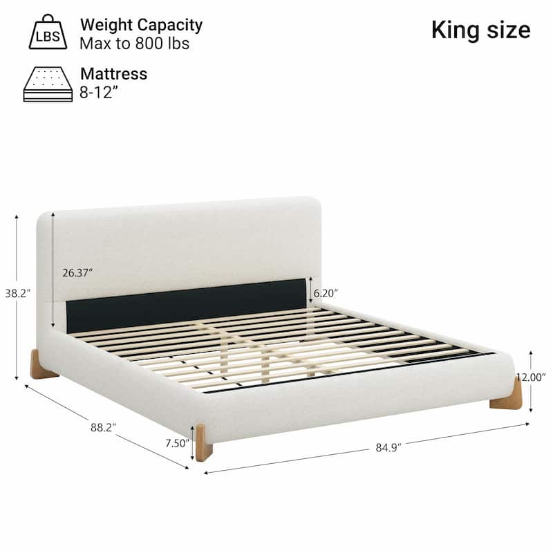 Elegant Boucle Upholstered Bed - A Luxurious & Comfortable Bedroom Centerpiece