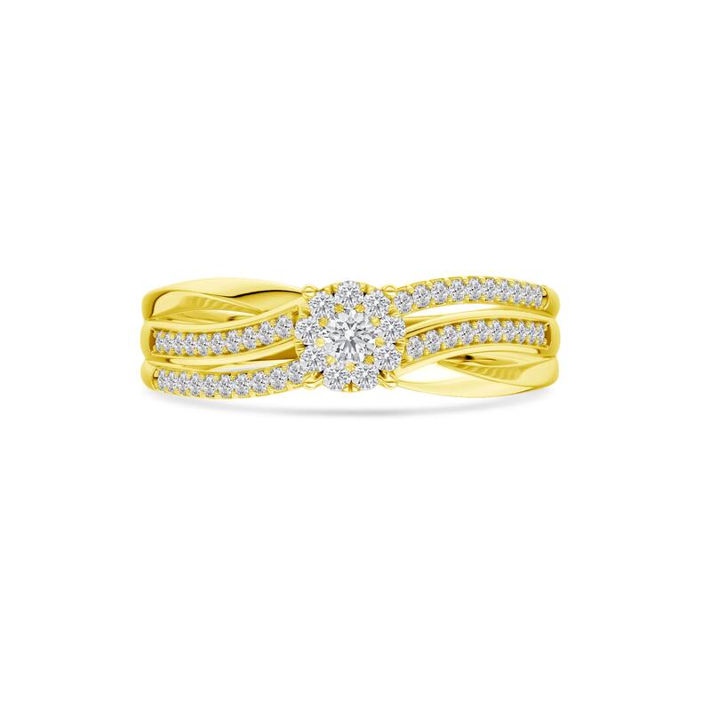 1/5ct TDW Diamond Cluster Engagement Ring in 10K Yellow Gold for Women
