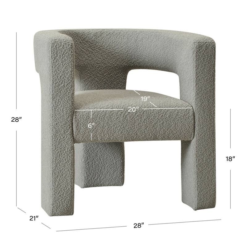 KINWELL 28" Wide Boucle Upholstered Square Armchair (Set of 2)