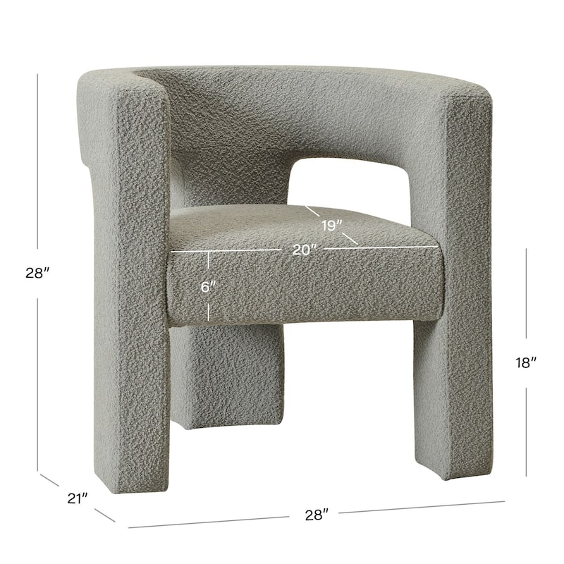 KINWELL 28" Wide Boucle Upholstered Square Armchair