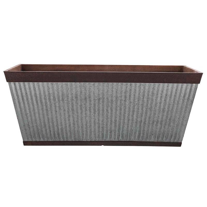 Southern Patio 24" Westlake Deck Rail Garden Planter, Rustic Galvanized (2 Pack) - 3.9