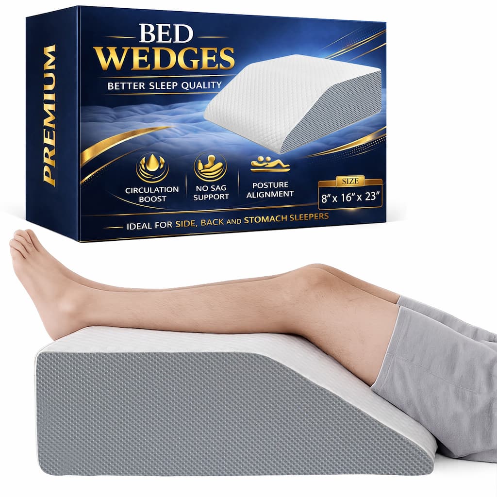 Onetan, Leg Elevation Pillow, Blood Circulation, Leg Swelling Relief and Sciatica Pain Relief, Removable Cover, 21-Inch , White