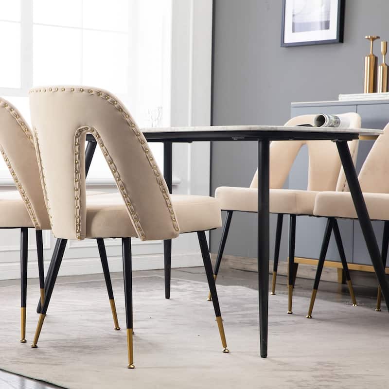 Modern Velvet Upholstered Dining Chairs Set of 6