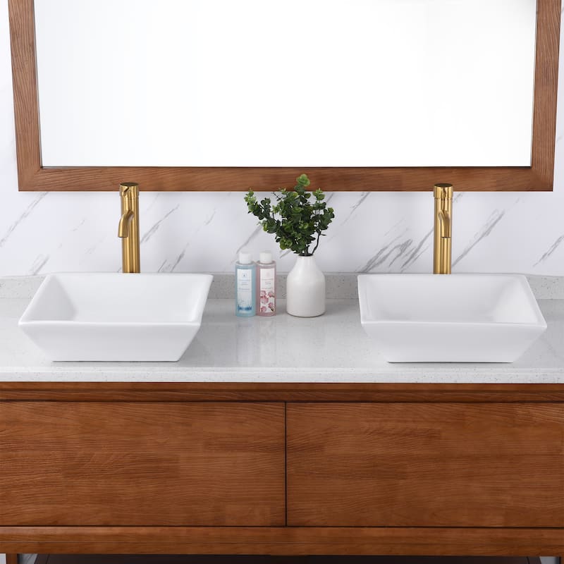 Luxier CS-006 Square Bathroom Ceramic Vessel Sink Art Basin in White