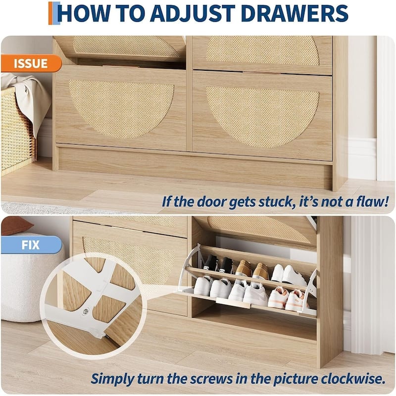 4 Turn Over Drawers Freestanding Shoe Storage Cabinet for Entryway, Hallway, Living Room