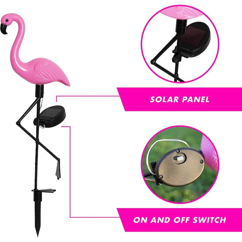 Solar Powered Flamingo LED Light,Waterproof Outdoor
