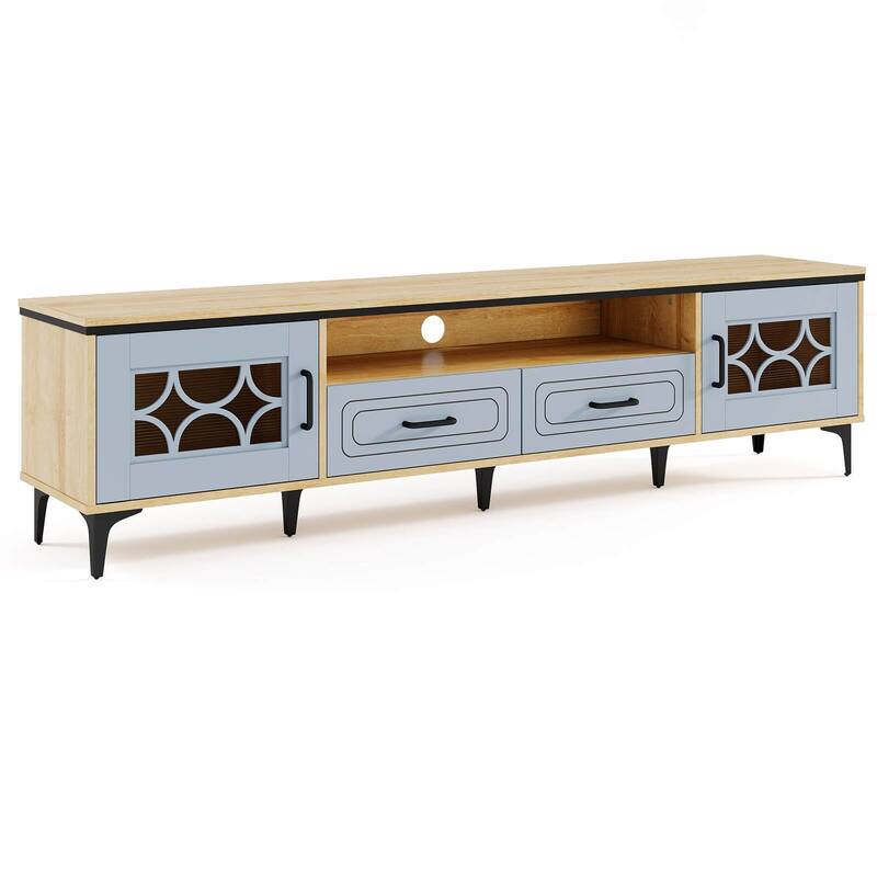 Costway 71" TV Stand for TVs up to 80" with Open Compartment Side