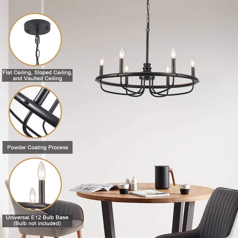 6-Light Candlestick Hanging Linear Foyer Chandelier Lighting Fixture for Dining Room Kitchen Island