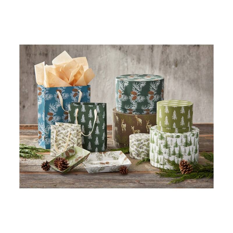 Wilde Pine Catch All Tray - Decorative Green Multi Tray for Everyday and Holiday Decor, 1.3" H x 4" L x 4" W