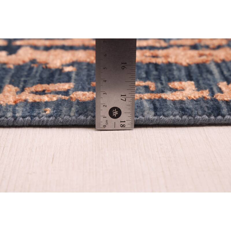 ECARPETGALLERY Hand-knotted Legacy Copper, Dark Blue Silk, Wool Rug - 2'6 x 12'3