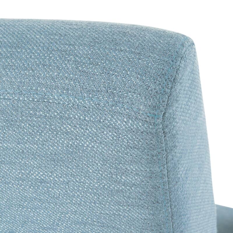Modern Fabric Upholstered Push-Back Recliner with Footrest, Nailhead Accents, Birch Wood Legs