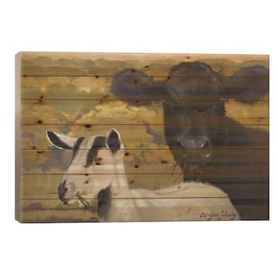 Farm Pals IV Print On Wood by Carolyne Hawley - Multi-Color