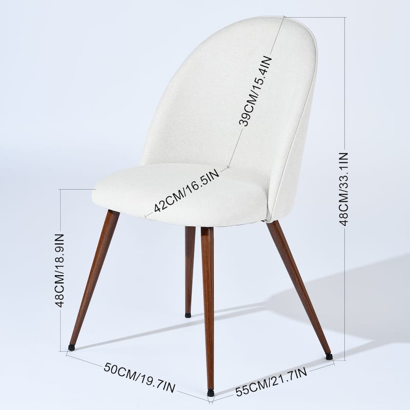Homy Casa Beige Fabric Dining Chairs with Walnut Legs, Set of 2