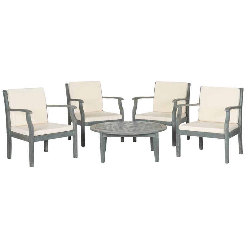 SAFAVIEH Outdoor Vergilia Acacia Wood 5-Piece Patio Set - 26W x 32D x 25H